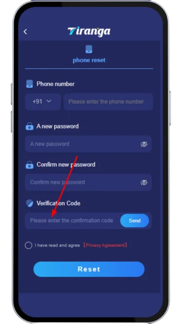 Enter the OTP and verify your identity to reset your password